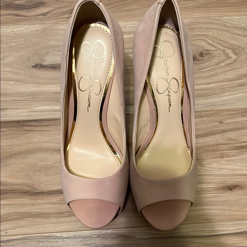 Jessica Simpson Pink Cream Wedge Heels - Picture 4 of 9